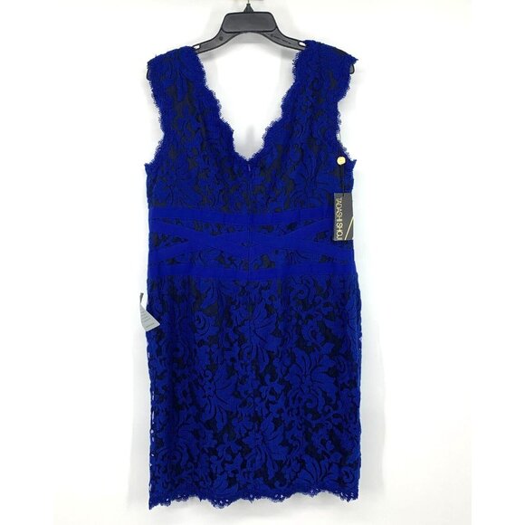 Tadashi Shoji Dress Blue Embroidered Lace V-Neck Sleeveless NWT - Picture 10 of 13